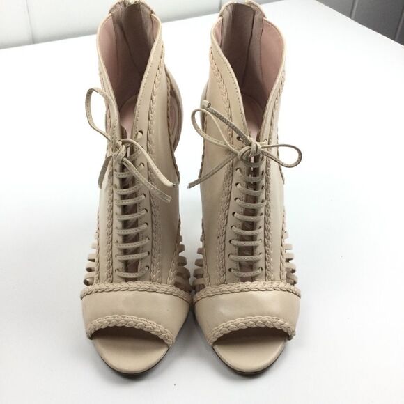 Avec Les Filles Pink Heels, Peep Toe Laced Booties, Size - 9M - Picture 4 of 13